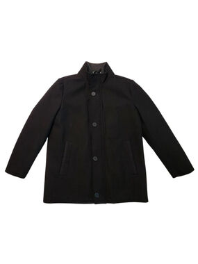 ANDREW MARC New York Men's Black Wool Blend Car Coat Jacket L Full Zip Button